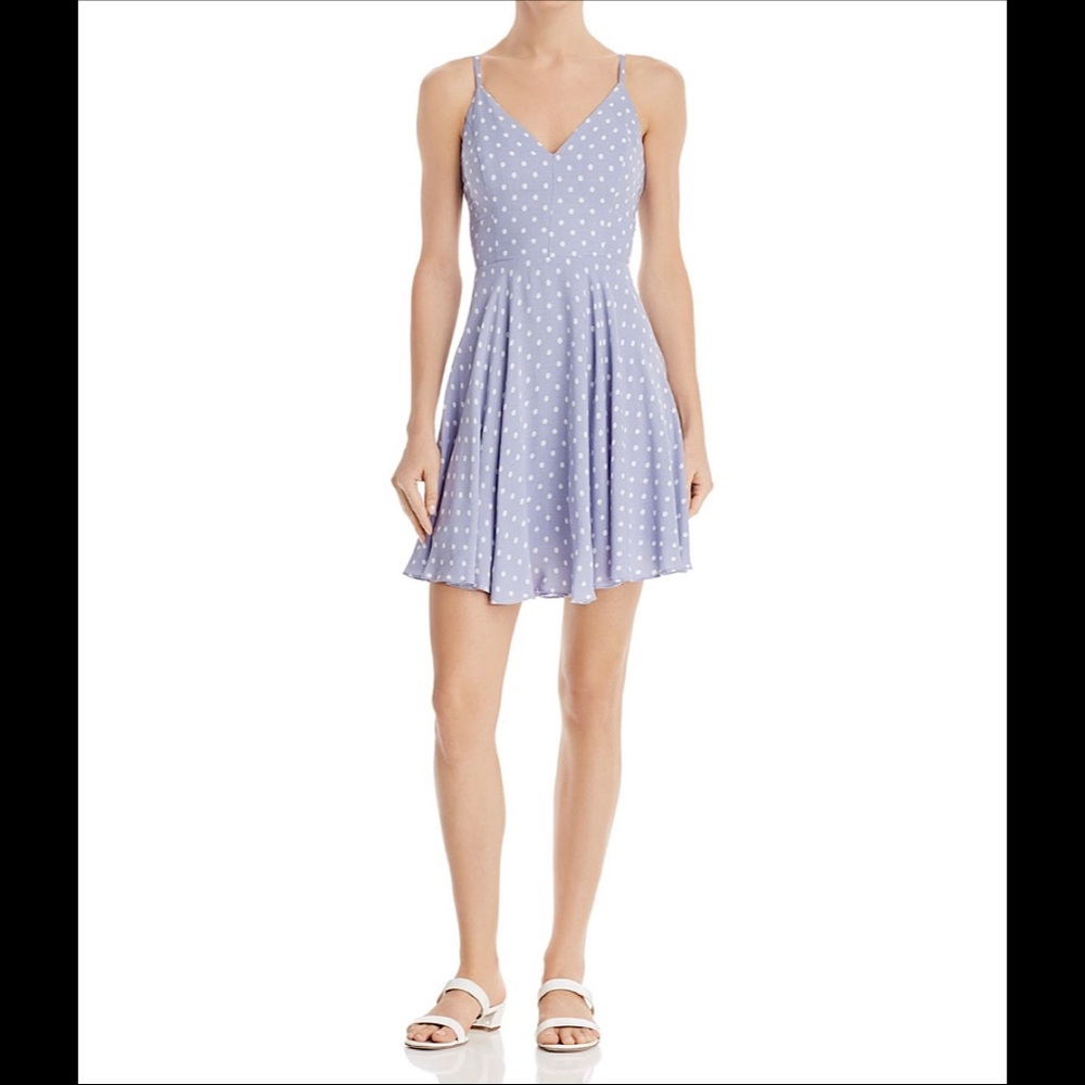 NWT Aqua Polka Dot Fit and Flare Periwinkle Dress large